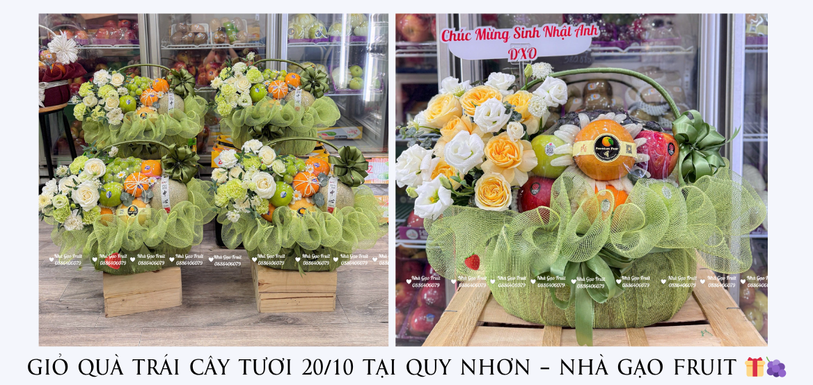 GiỎ QuÀ TrÁi CÂy TƯƠi 20-10 TẠi Quy NhƠn – NhÀ GẠo Fruit 🎁🍇