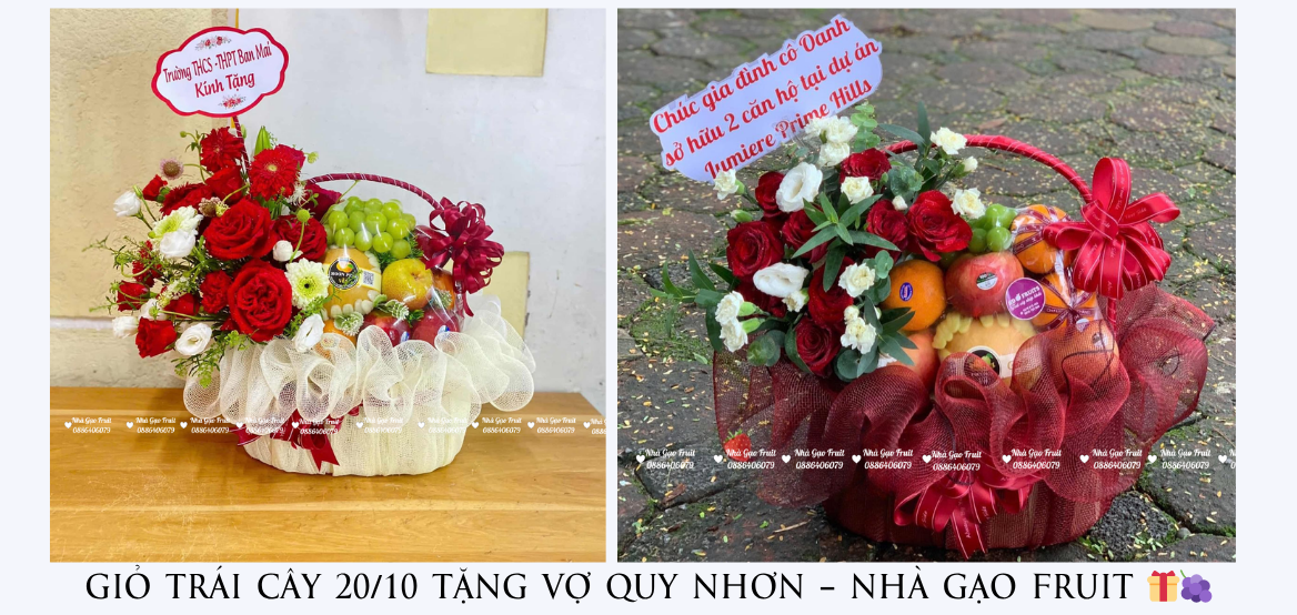GiỎ TrÁi CÂy 20-10 TẶng VỢ Quy NhƠn – NhÀ GẠo Fruit 🎁🍇
