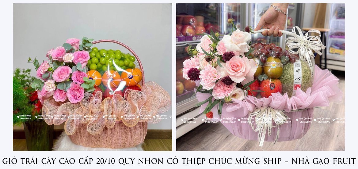 GiỎ TrÁi CÂy Cao CẤp 20-10 Quy NhƠn CÓ ThiỆp ChÚc MỪng Ship – NhÀ GẠo Fruit