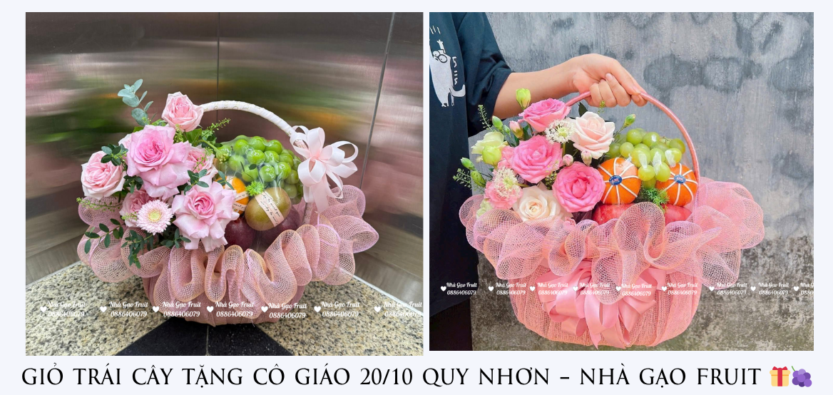 GiỎ TrÁi CÂy TẶng CÔ GiÁo 20-10 Quy NhƠn – NhÀ GẠo Fruit 🎁🍇