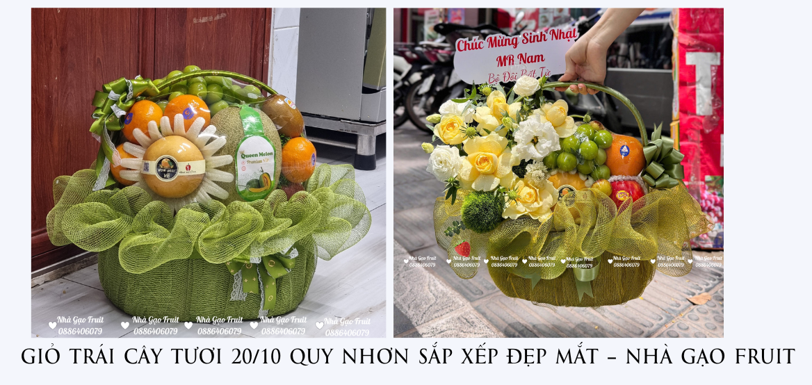 GiỎ TrÁi CÂy TƯƠi 20-10 Quy NhƠn SẮp XẾp ĐẸp MẮt – NhÀ GẠo Fruit