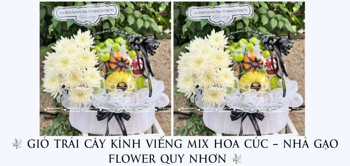 🕊️ GiỎ TrÁi CÂy KÍnh ViẾng Mix Hoa CÚc – NhÀ GẠo Flower Quy NhƠn 🕊️