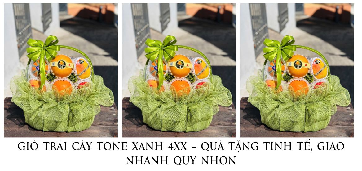 GiỎ TrÁi CÂy Tone Xanh 4xx – QuÀ TẶng Tinh TẾ, Giao Nhanh Quy NhƠn