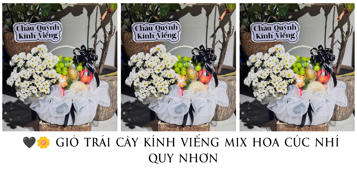 🖤🌼 GiỎ TrÁi CÂy KÍnh ViẾng Mix Hoa CÚc NhÍ