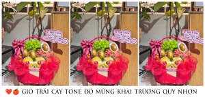 ❤️🍎 GiỎ TrÁi CÂy Tone ĐỎ MỪng Khai TrƯƠng Quy NhƠn – NhÀ GẠo Fruit