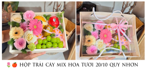 🌷🍎 HỘp TrÁi CÂy Mix Hoa TƯƠi 20.10 Quy NhƠn – NhÀ GẠo Fruit